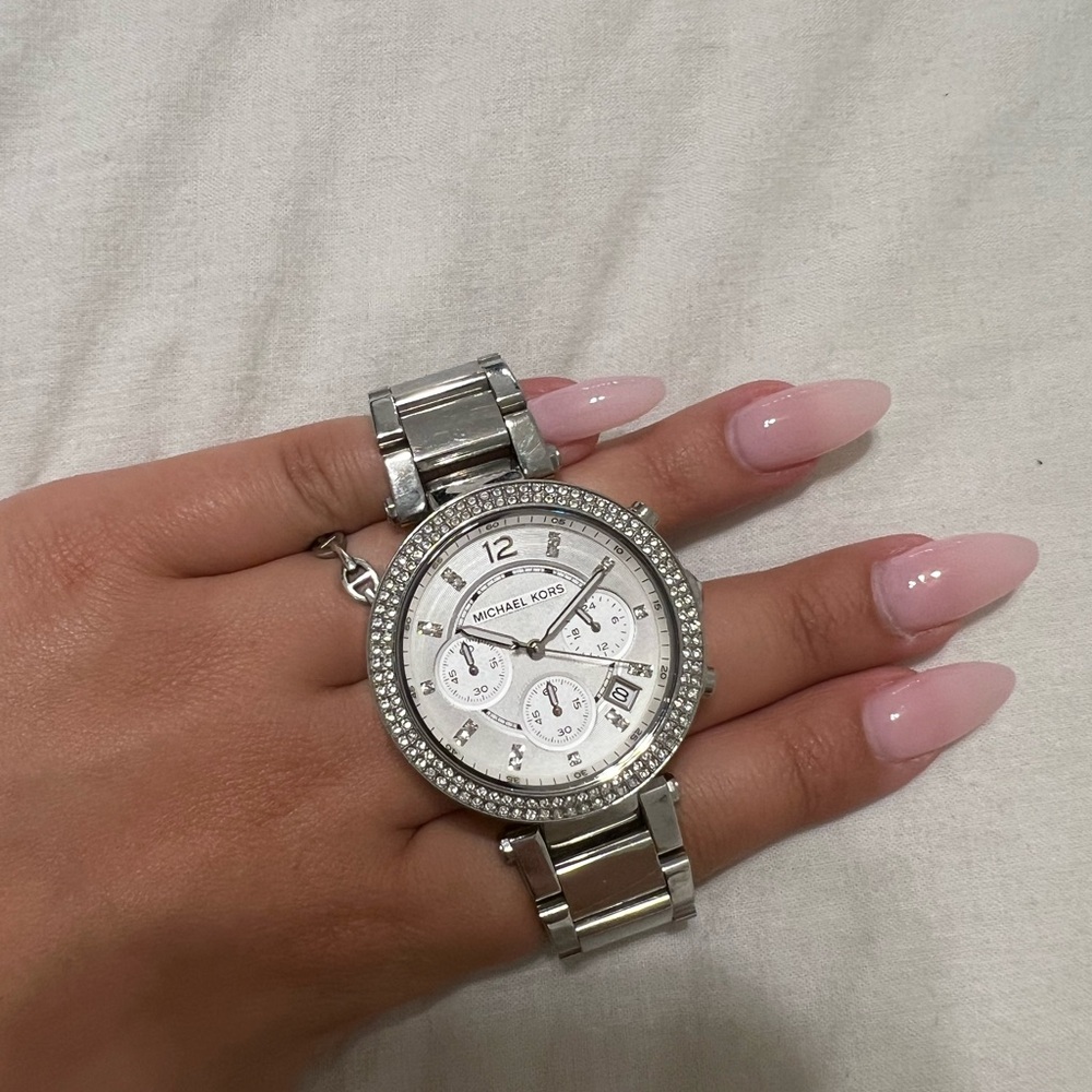 Michael Kors Silver and White Women's Watch